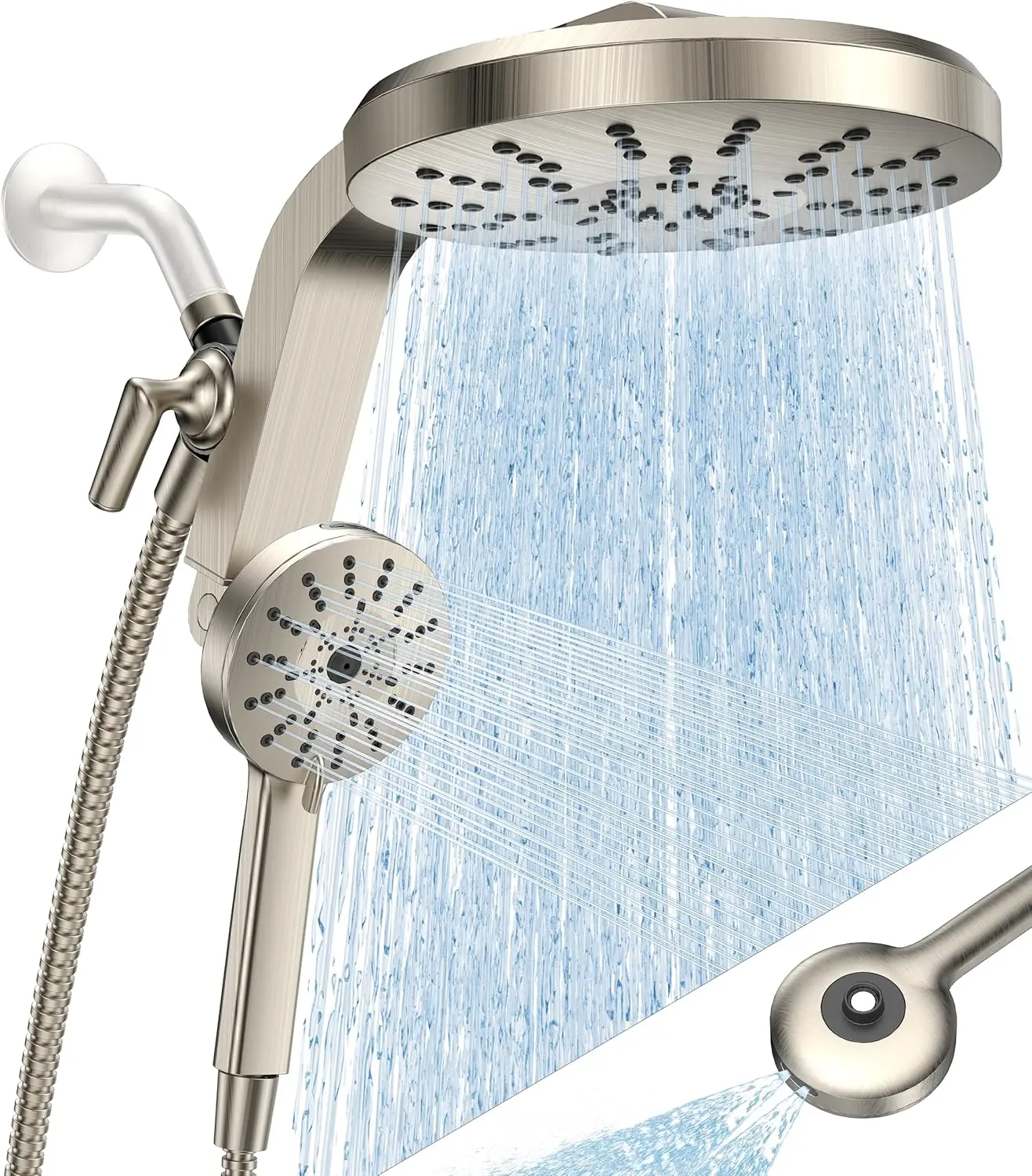 

Комплект душевой лейки высокого давления с магнитным креплением, регулируемым углом наклона и ручным распылителем на 8 режимов