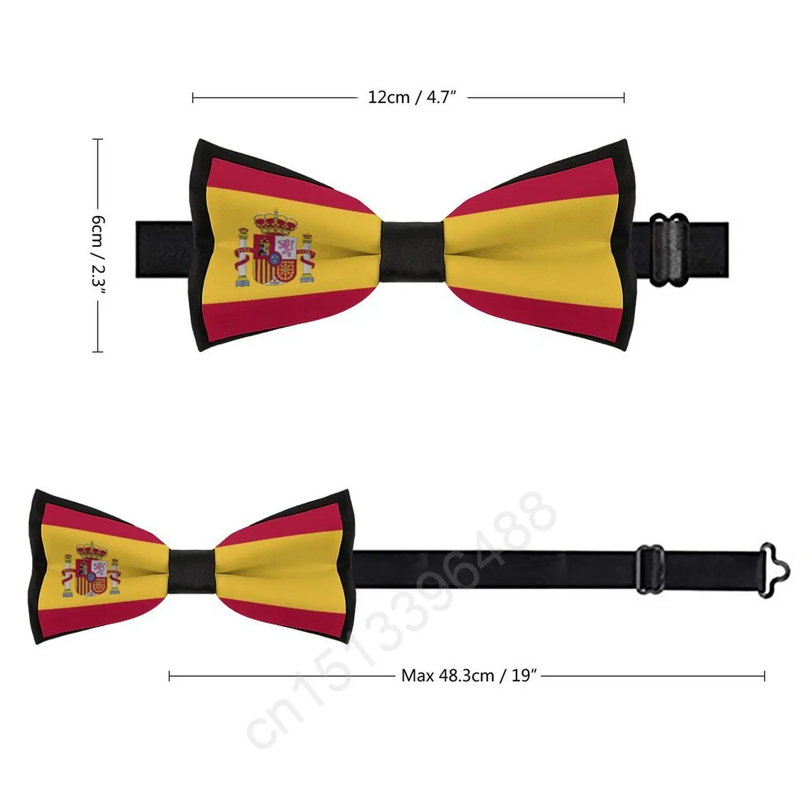 New Polyester Spain Flag Bowtie for Men Fashion Casual Men's Bow Ties Cravat Neckwear For Wedding Party Suits Tie