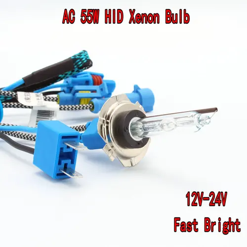 Bombilla de Xenón HID, Base de Metal H7, 2 piezas, CA 55W, 12V, 24V, anti-UV, súper brillante, de arranque rápido, para proyector bi-xenón