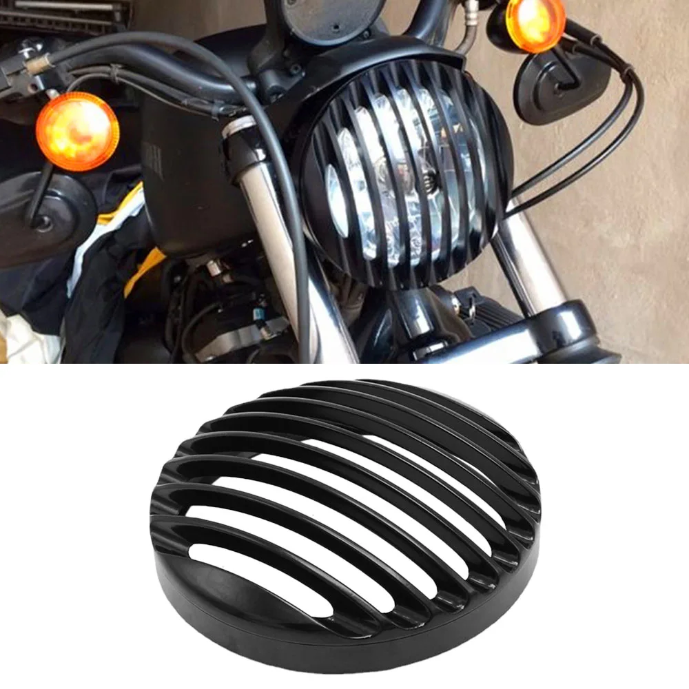 Motorcycle Headlight Aluminum Cover 6.7 inch for Harley Davidson Sportster XL883 XL1200 Headlight Shell Headlight Mesh Grill