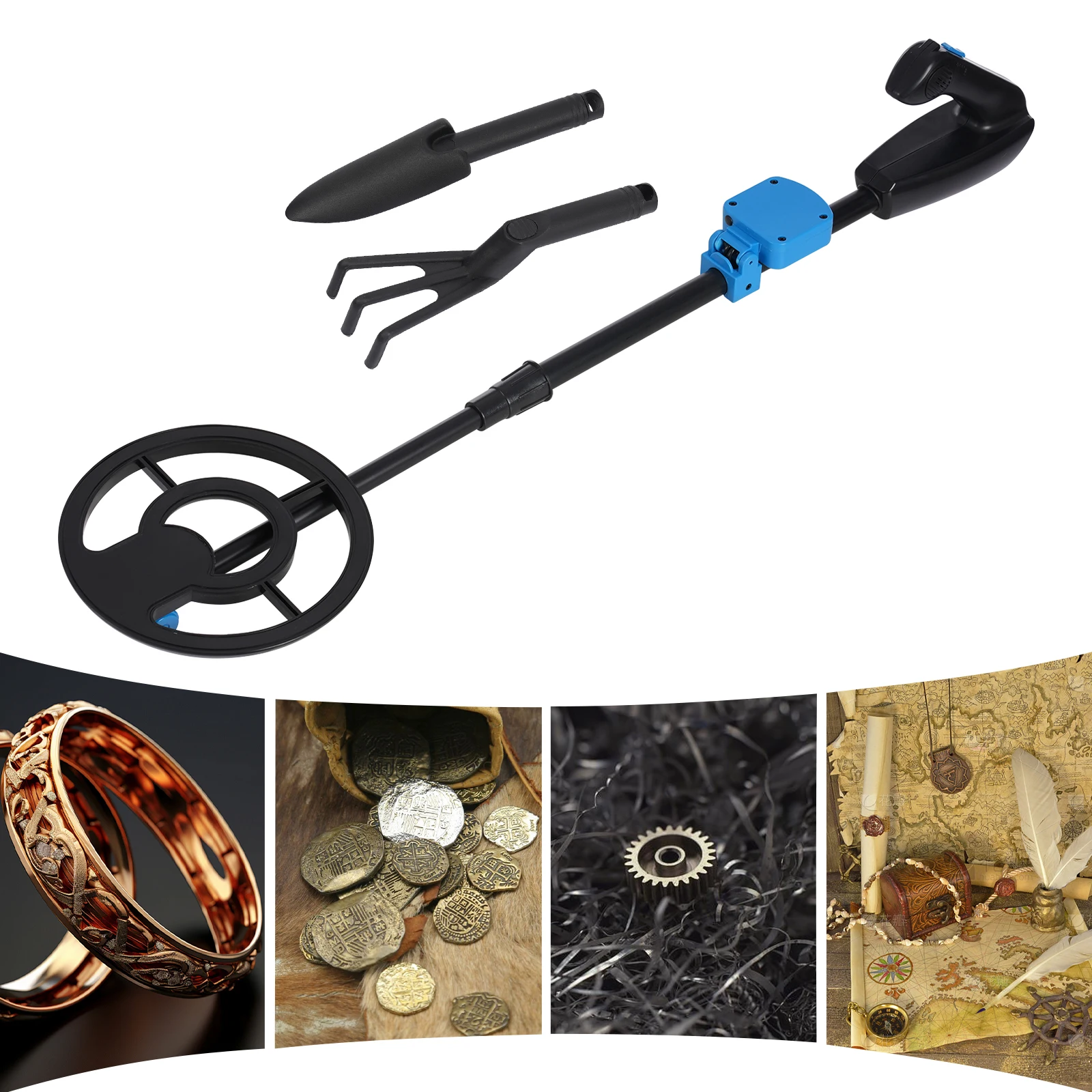 

Детский металлоискатель с регулировкой, легкий, с LED-дисплеем, в комплекте лопатка и грабли, для активного отдыха на природе