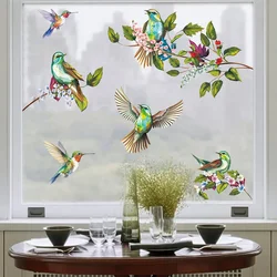 1Pc Watercolor Simulation Bird Branches Window Stickers Removable for Bedroom Living Room Decor Foyer Home Decoration Wall Decal