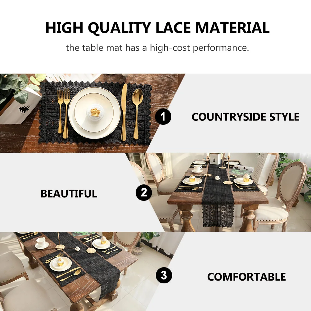 

2Pcs Table Mat Rural Style Elegant Dining Room Placemat Wedding Party Accessory French Style Mat Table Decor