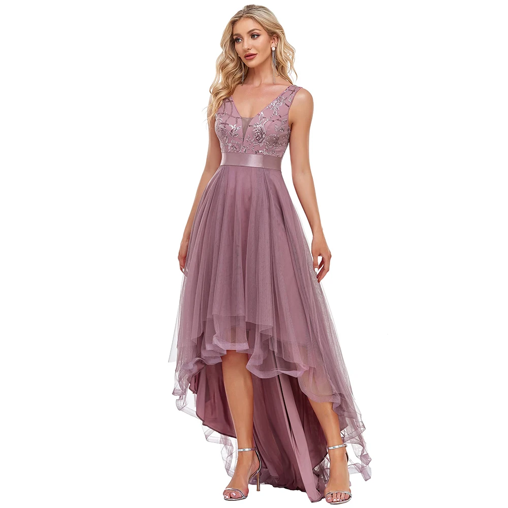 Maßgeschneidertes Damen-Kleid mit V-Ausschnitt, plissierter Taille, kurzen Ärmeln, Hochzeitsgastkleid, Chiffon-Brautjungfernkleider, Kleid für die Brautmutter
