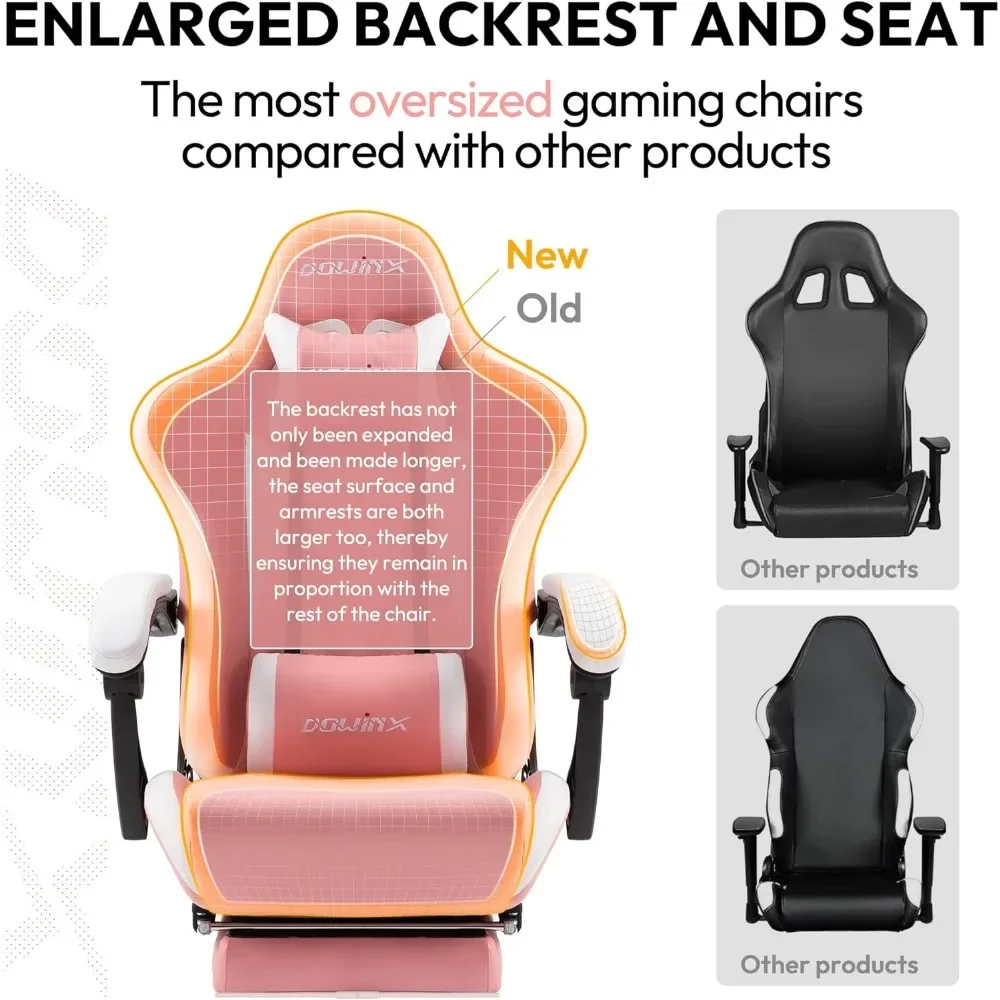 Gaming Chair Ergonomic Racing Style Recliner with Massage Lumbar Support, Office Armchair for Computer PU Leather E-sports