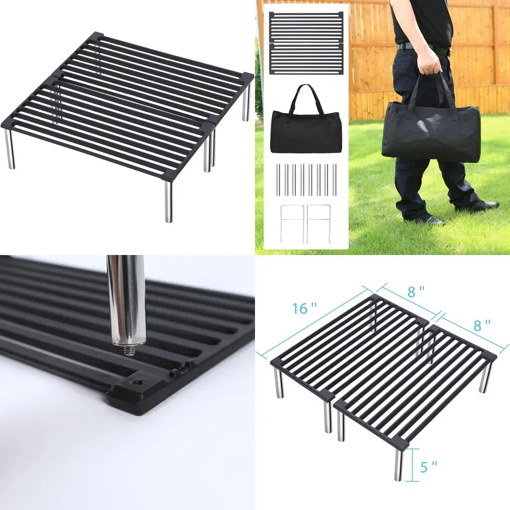 

Authentic Italian Cast Iron Grill - 16x16 Heavy-Duty, Portable, with Screw-On Legs, Professional Sear Marks, 2 Handles & Bag