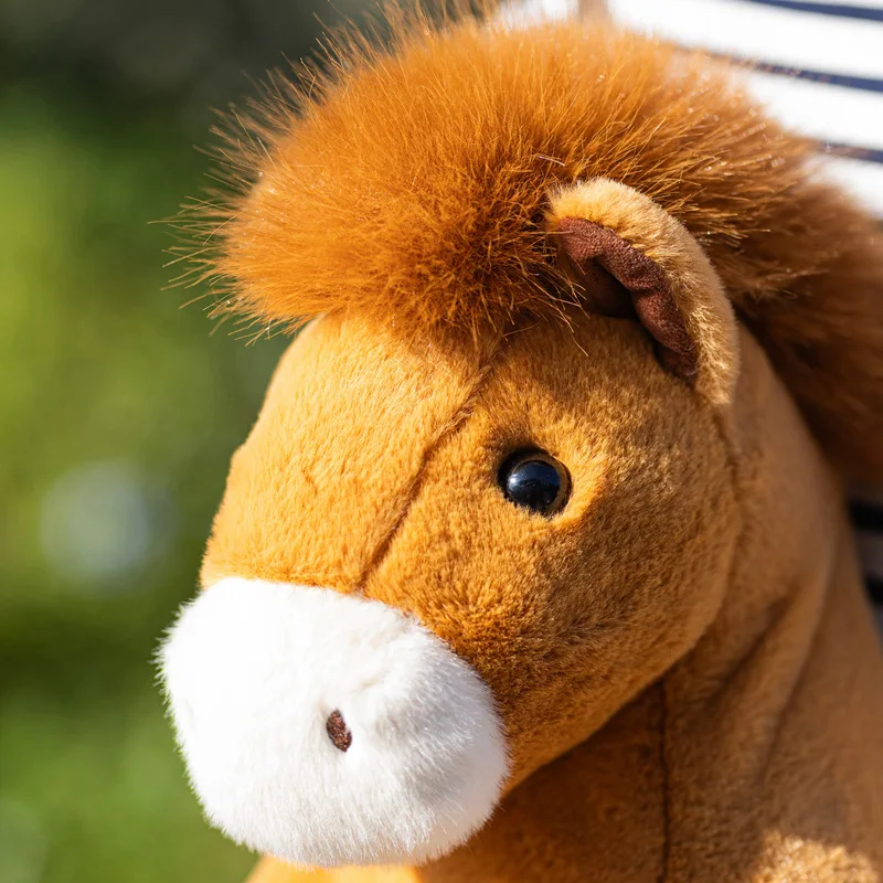 40cmの高品質な漫画風馬のぬいぐるみリュックサック、柔らかい茶色、白、黒の馬の動物のぬいぐるみ、家の装飾、子供へのプレゼント