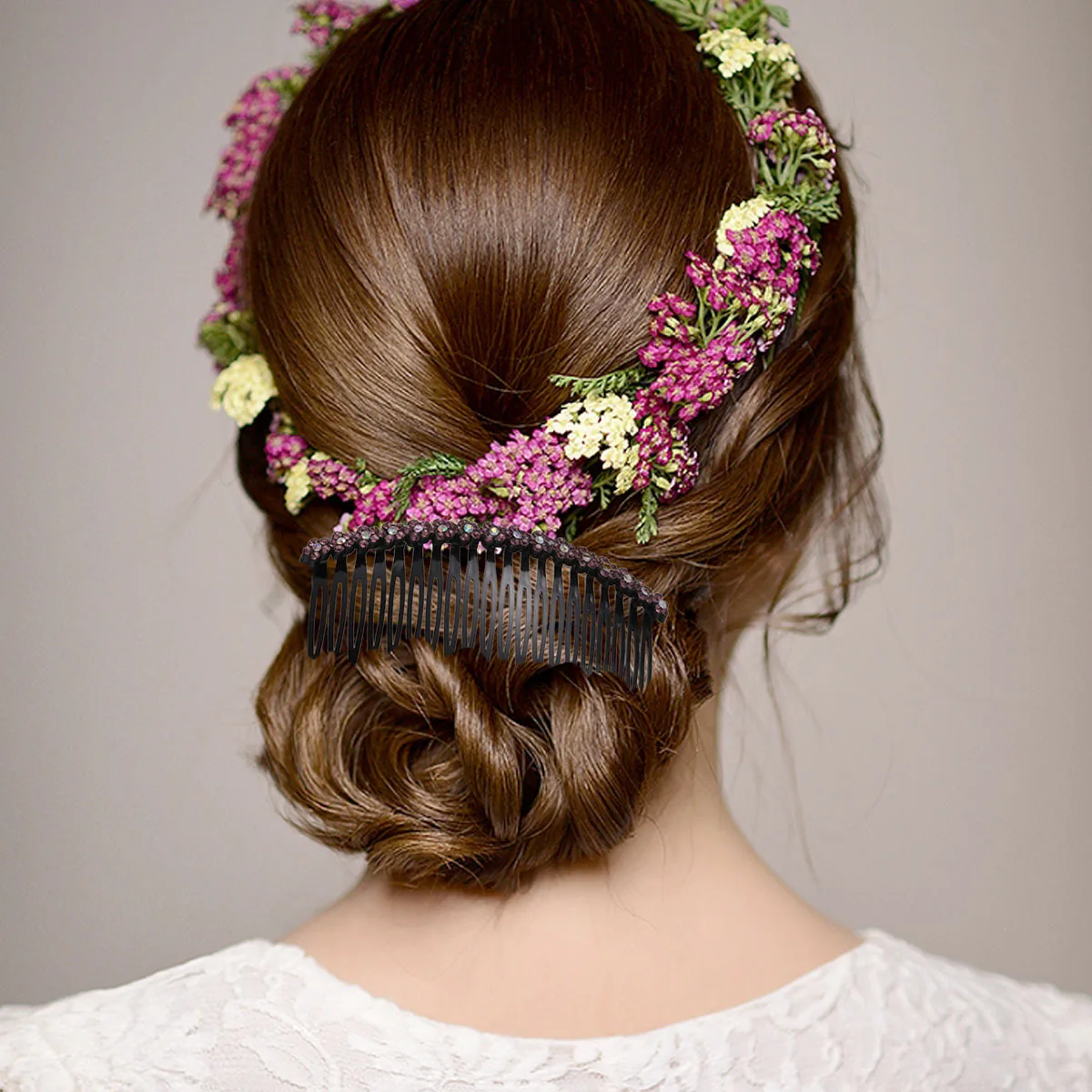 

2Pcs Elegant Plum Flower Hair Combs Wedding Bridal Hair Accessories Rhinestone Headwear Side Clip for Women Bridal Comb