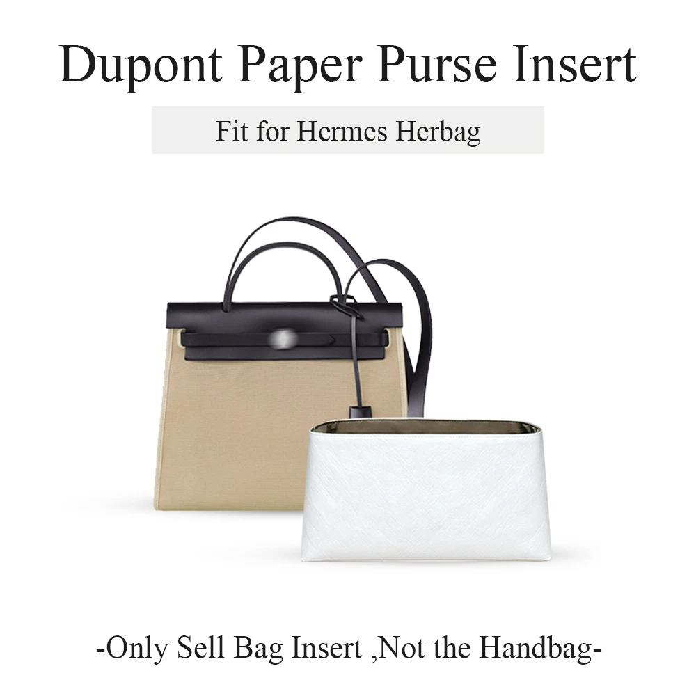 Dupont Paper Purse Organizer Insert Fit for Hermes Herbag, 31/39 Makeup Inner Liner Bag In Bag Lightweight Inside Storage Bag