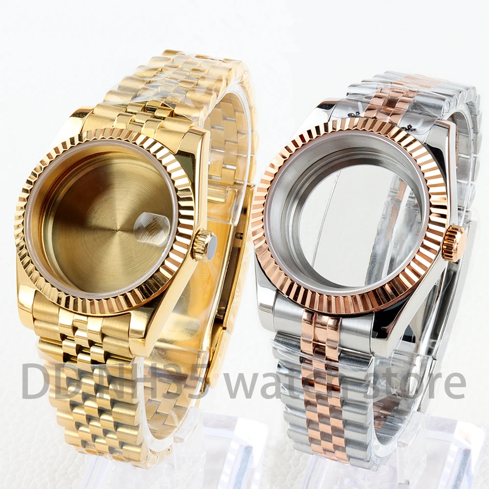 

36mm/39mm NH35 Watch Case Sapphire Glass 20mm Solid 316L Stainless Steel Bracelet for Datejust NH35 NH36 Movement 28.5mm Dial