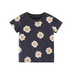 Jumping Meters 2-7T New Arrival Floral Print Clothes Hot Selling Cute Summer Girls Tshirts Baby Clothes Children's Tees Tops