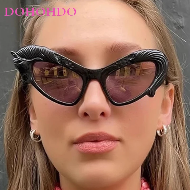 

DOHOHDO 2025 The Latest Fashion Cat Eye Sunglasses Women Luxury Brand Hip Hop Decorative Party Sun Glasses Funny Gift Eyeglasses