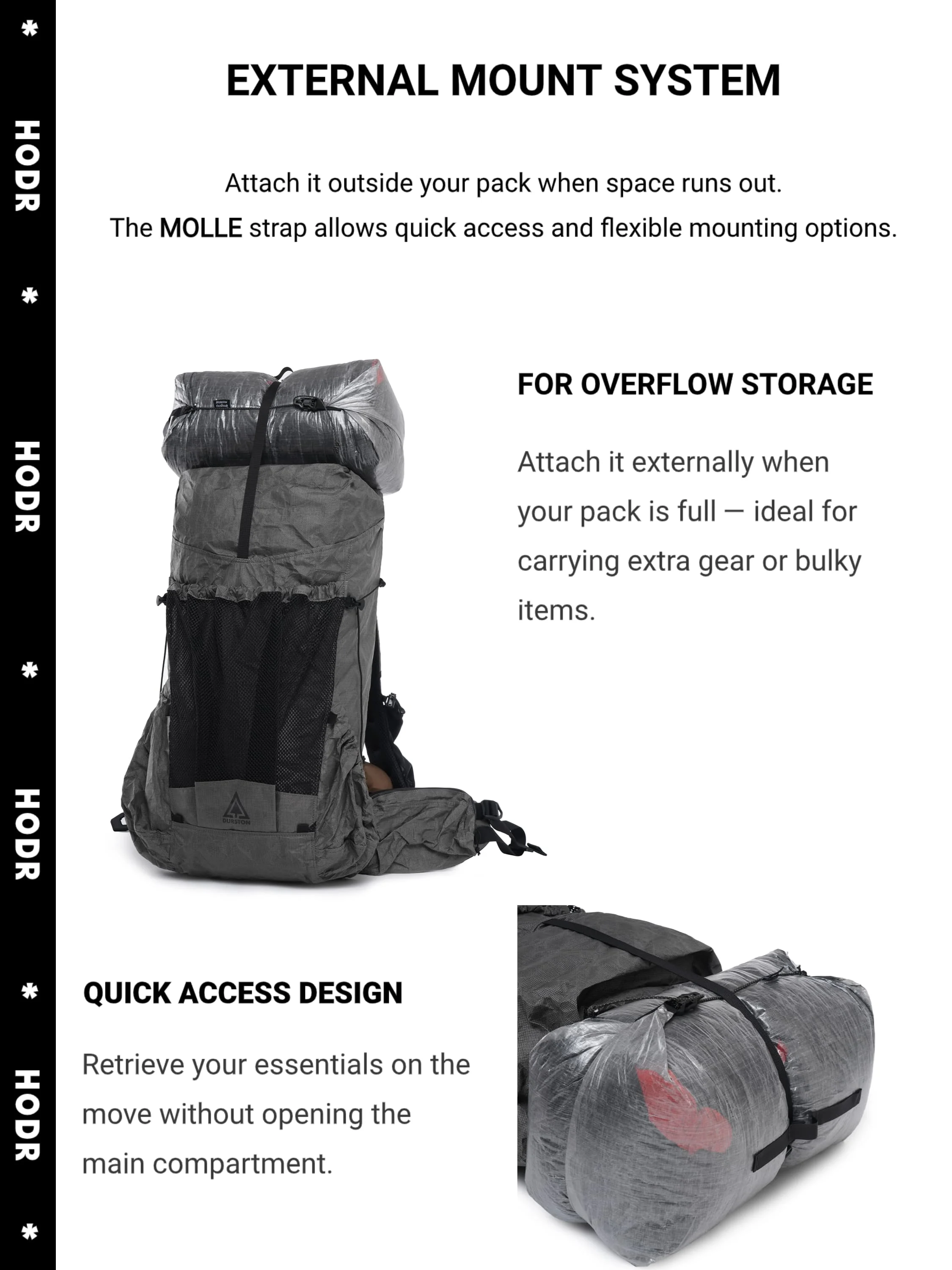 [HODRGEAR] Dyneema Kompressionssack für Schlafsack-Aufbewahrung, DCF Wasserdichter Roll-Top-Sack, Ultraleichte Camping-Ausrüstungsaufbewahrung – Detail 5