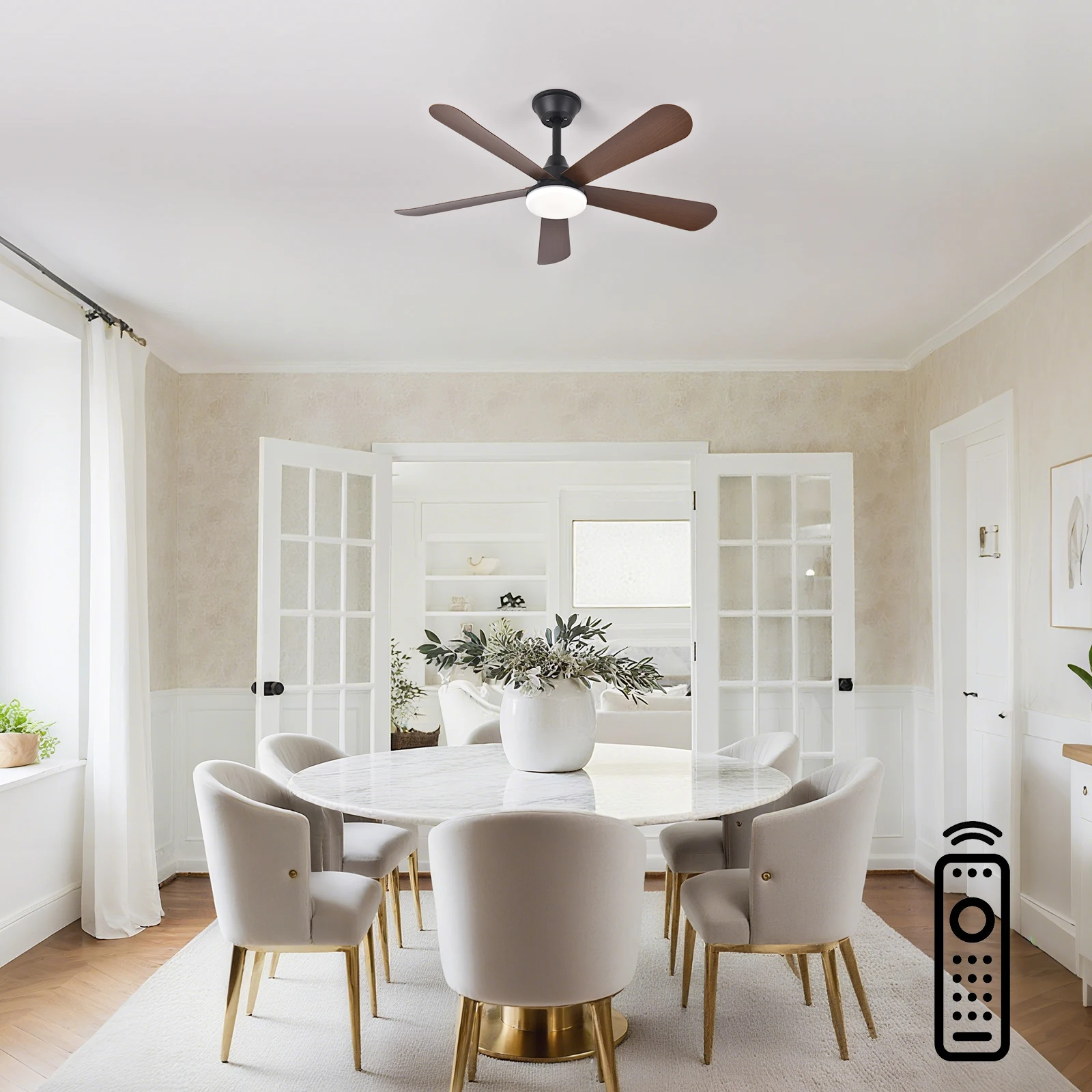 Modern Ceiling Fans with Lights, Wood Fan Blades,  with Remote Control, Noiseless  DC Motor for Bedroom/Living Room/Study/Patio