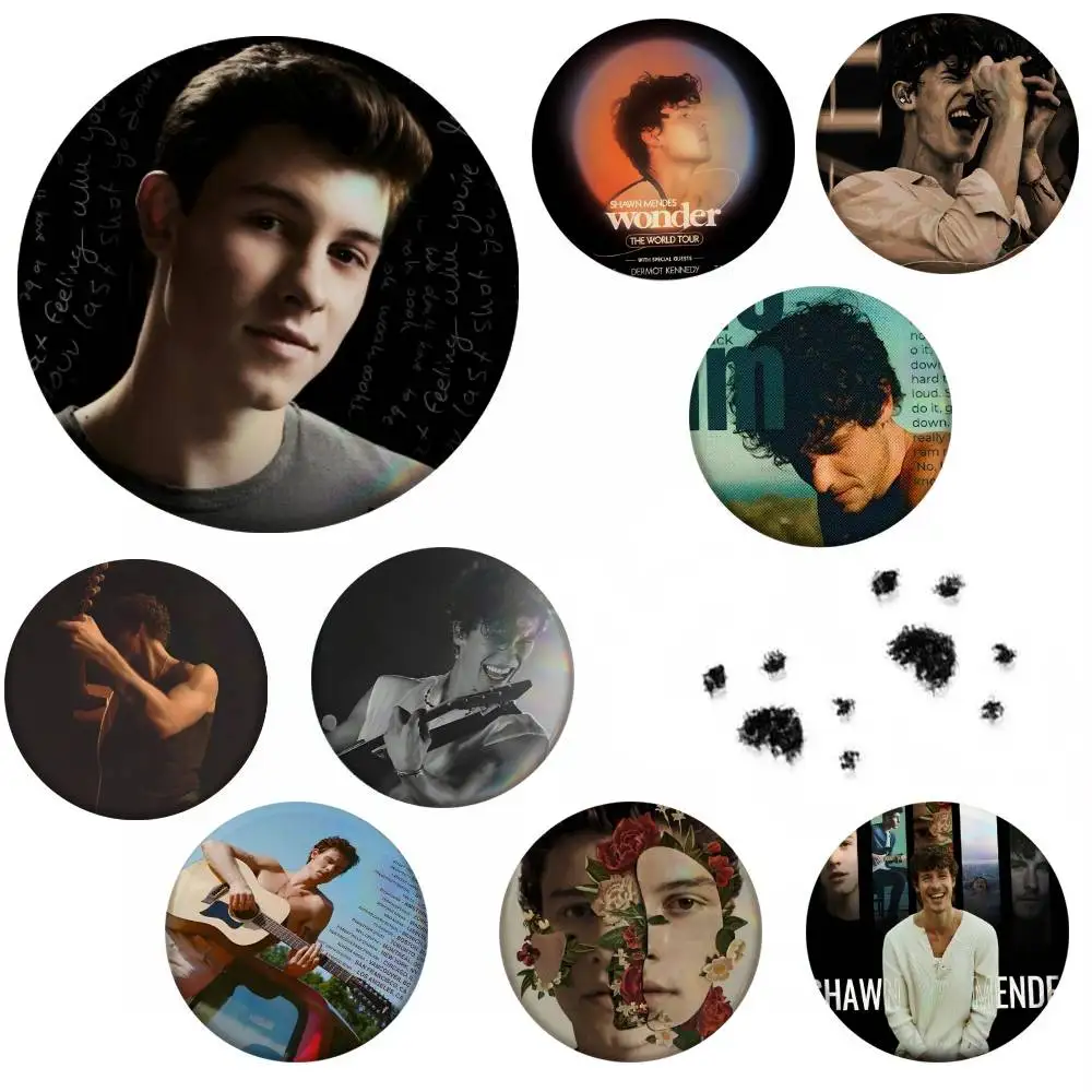 S-Shawn Mendes SINGER Badge Tinplate Meme Round Brooch For Hat Bag Creative Lapel Jewelry Accessories Gifts