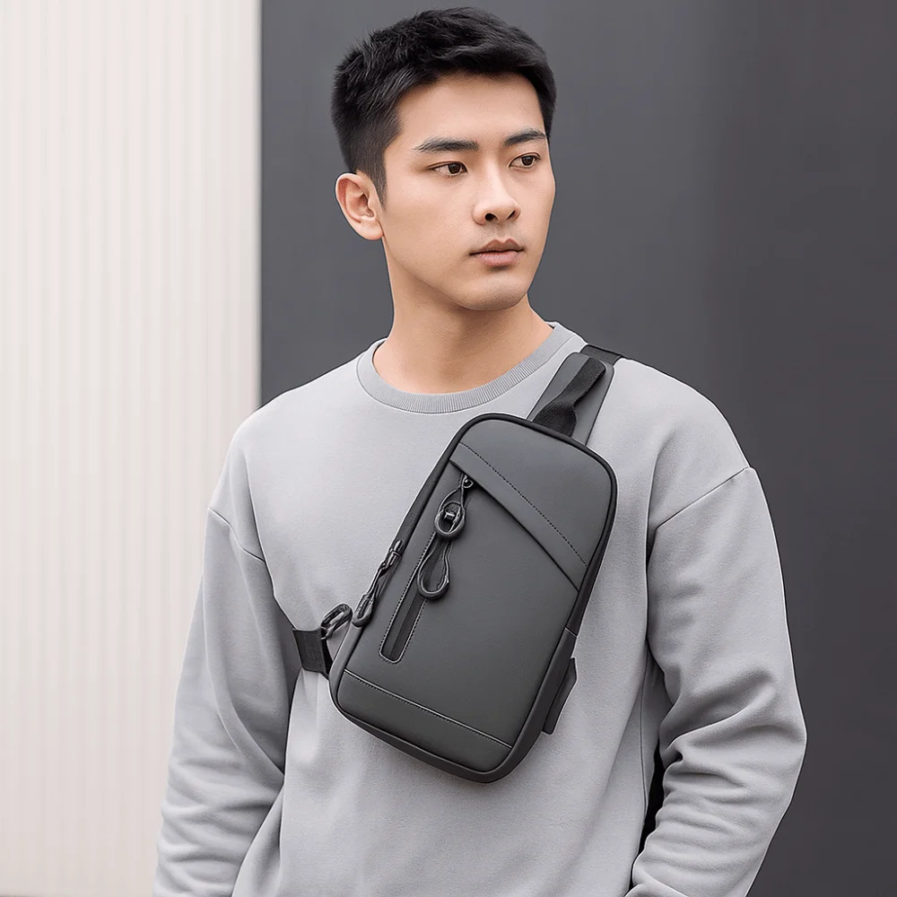 

Casual Side Sling Men Chest Bag Solid Color Oxford Male Shoulder Bag Sports Bag Handbag Phone Crossbody Bag Male