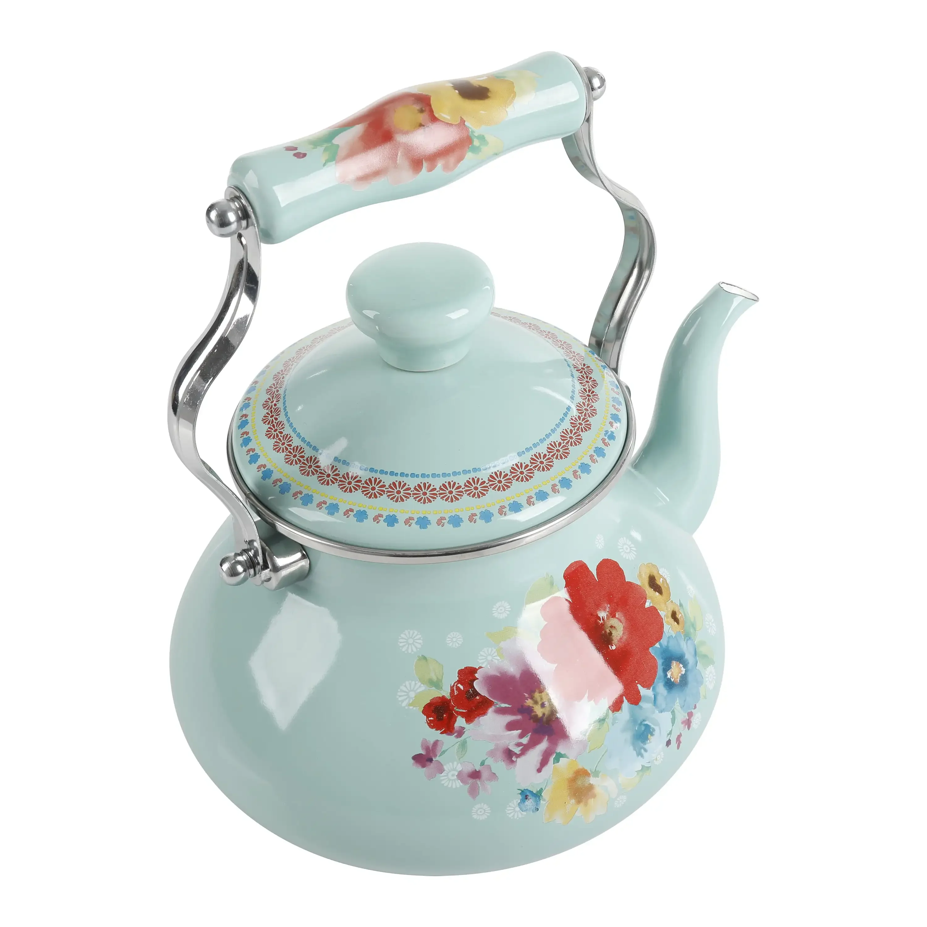 Breezy Blossom Enamel on Steel 1.9-Quart Tea Kettle