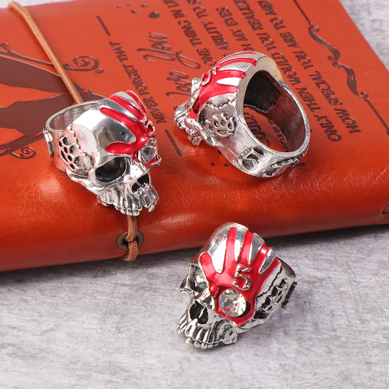 Anillo de calavera con cinco dedos Death Punch, joyería gótica gruesa Vintage, anillo delicado para hombres