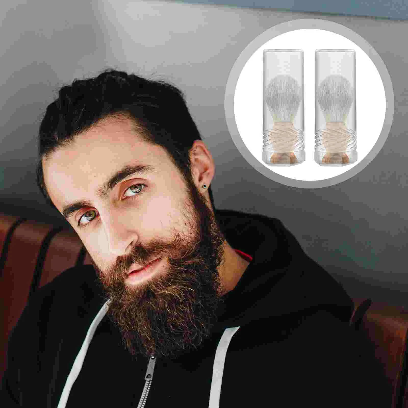 2 Pcs Train Travel Brush Box Miss Paint Brushes Face Shavers Plastic Shaving Stand