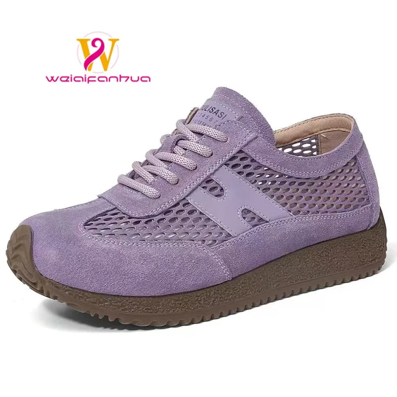 

New 2026 Style Leather Agan Shoes for Women, Retro Thick-soled, Women's De Xun Shoes, Breathable Wedges Shoes for Women Sandal