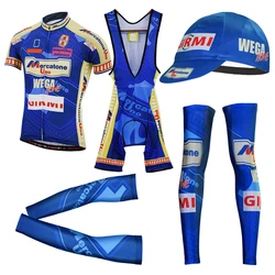 NEW Man Summer Retro Blue Short Sleeve Cycling Jersey Sets MTB Bike Clothing Racing Bicycle Ropa Ciclismo Wear BIB Pants Gel Pad