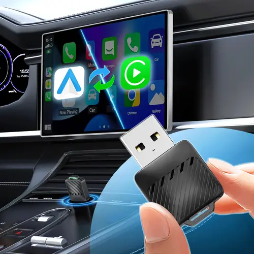 Imagen 2 del producto Adaptador MINI inalámbrico CarPlay y Android Auto 2 en 1, actualización 2026, Dongle CarPlay Plug & Play convierte cable a inalámbrico, Au rápido
