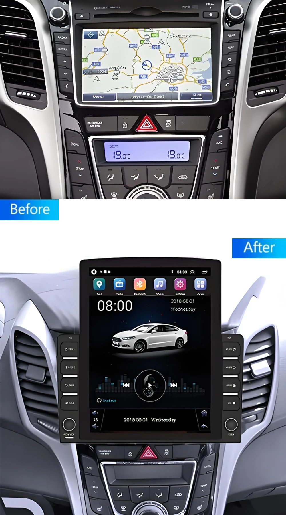 9.7 "نمط عمودي لشاشة تسلا راديو السيارة الاندورويد لشركة هيونداي I30 إلنترا GT 2012 - 2016 نظام تحديد المواقع والملاحة فيديو الوسائط المتعددة #2