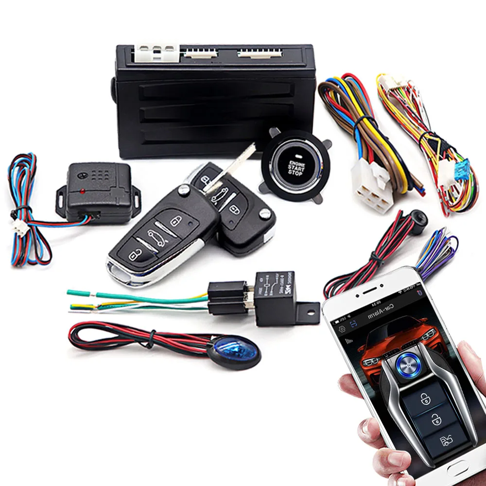 

Universal Car Alarm AutoStart System, APP Remote Control Engine Ignition Kit, Push One Button Start Stop System, Car Accessories