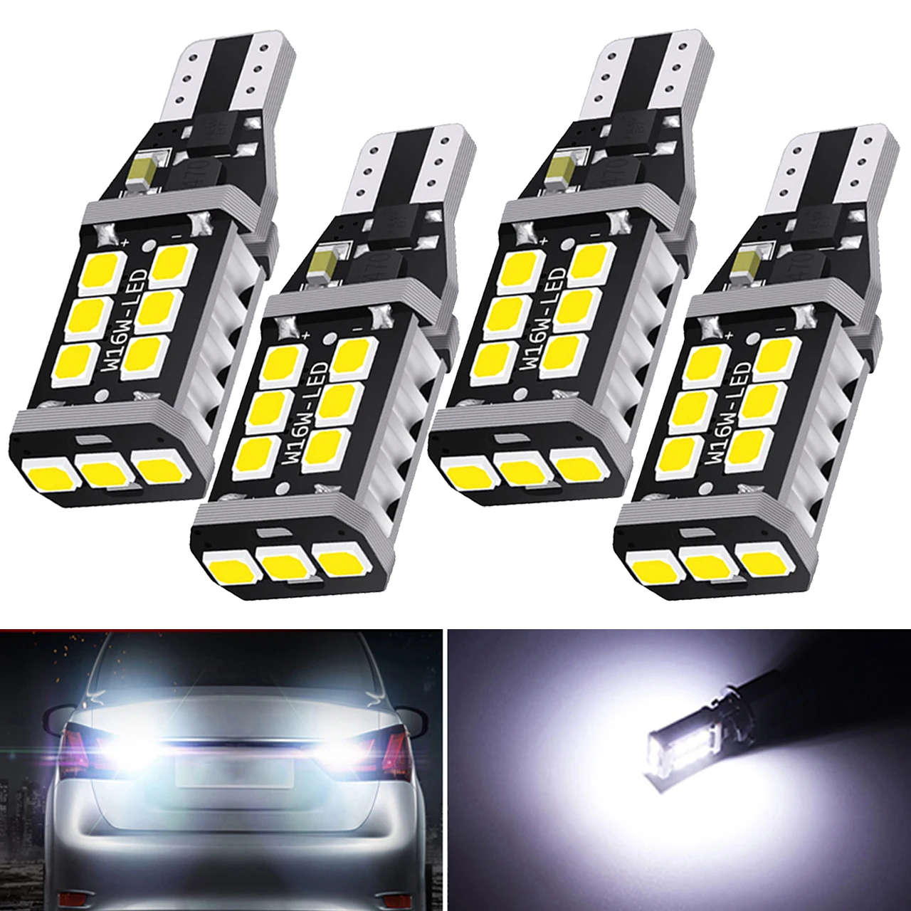 4PCS W16W LED T15 CANBUS Car Backup Reverse Lights Bulb NO OBC ERROR Tail Lamp for Lada Granta Niva Priora Kalina Xray Vesta 912