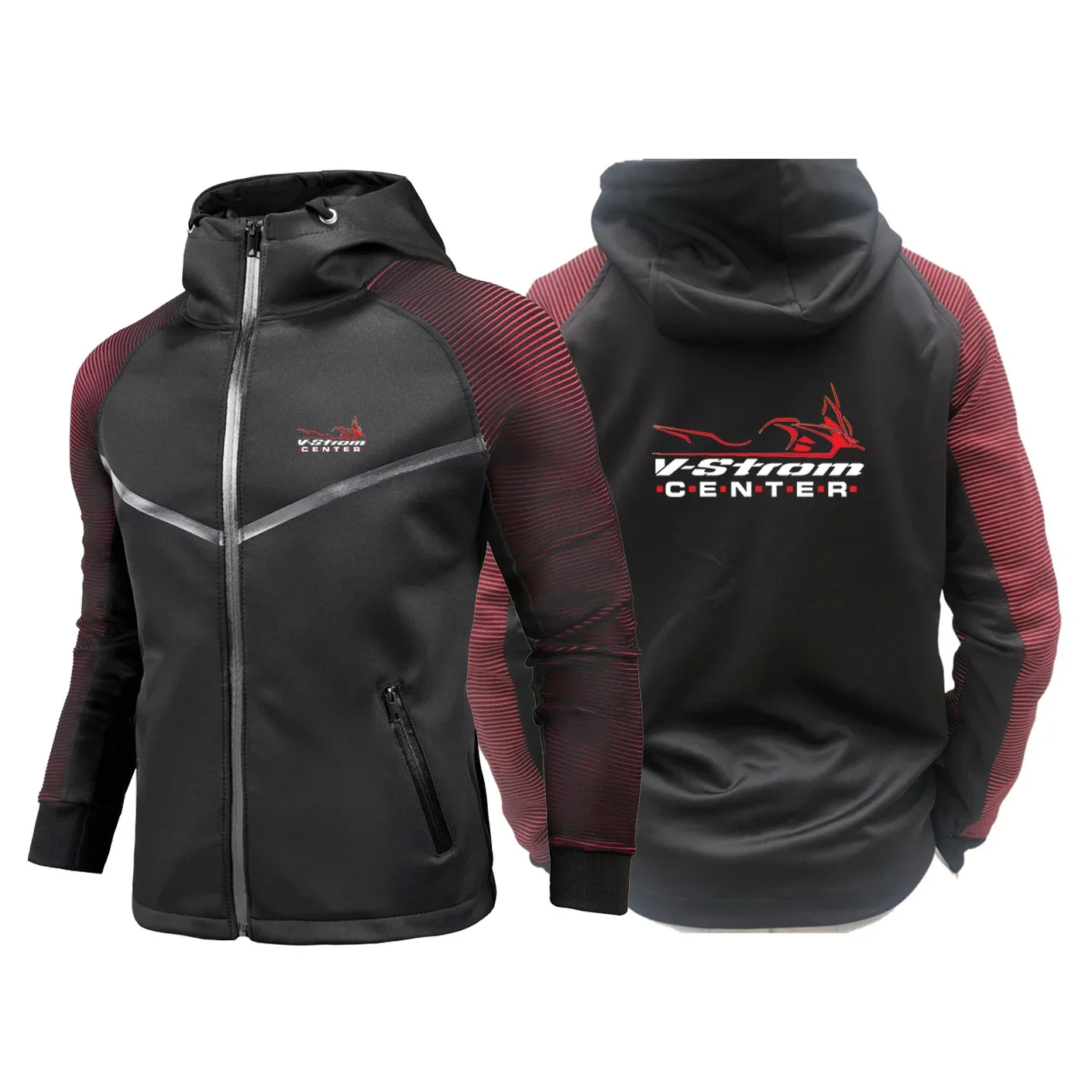 Motorcycle Vstrom 650 V Strom 2024 Men's New Long Sleeves Zipper Jackets Hoodies Print Sweatshirts Cotton Racing Suits Coats Top