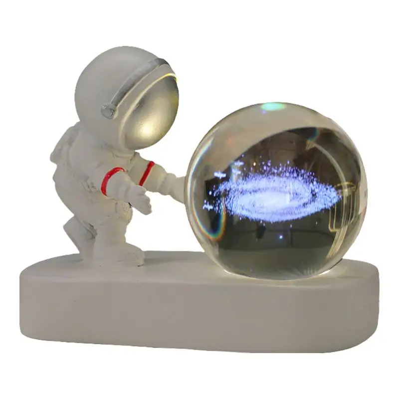 

3D Planet Crystal Ball Astronaut Glowing 3D Solar System Crystal Ball USB Rechargeable Crystal Globe With LED Base Desk Ornament