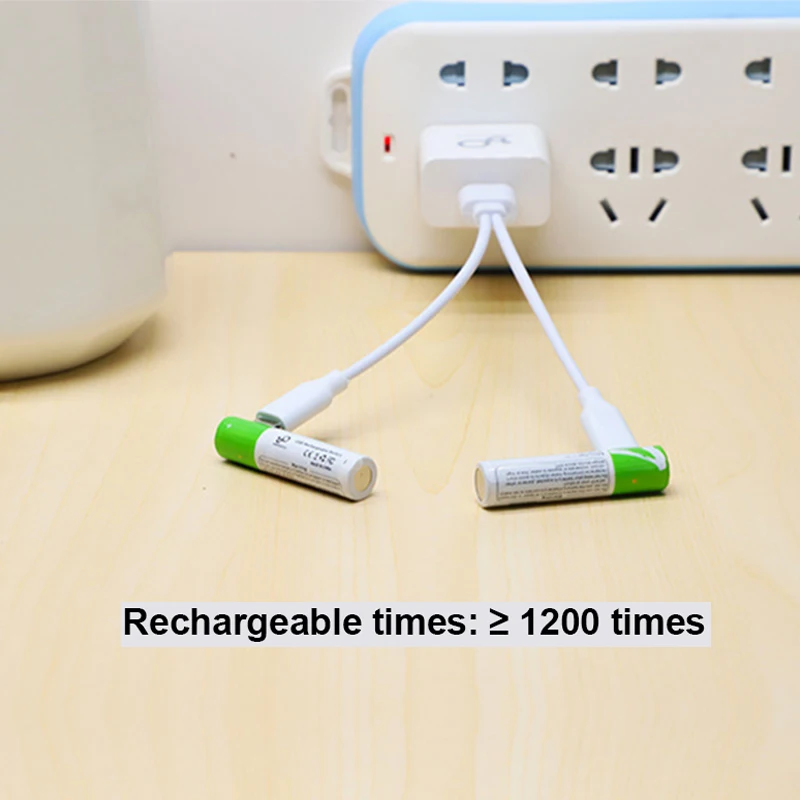 100% High capacity 1.5V AAA 750mWh USB rechargeable li-ion battery for Remote control wireless mouse toy + Cable