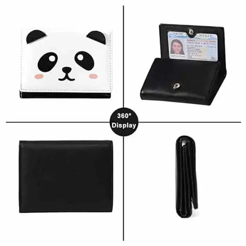 LVX-01 Fashion Small Cute Panda Printing Trifold Wallet Slim Coin Purse Cash Pocket