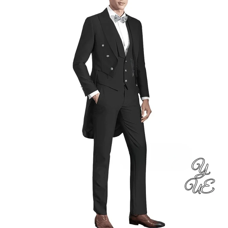 Men's Long Jacket, Gentlemanly Suit, Gentle Tailcoat, Dance Suit, Three Piece Set (jacket+tank Top+pants)