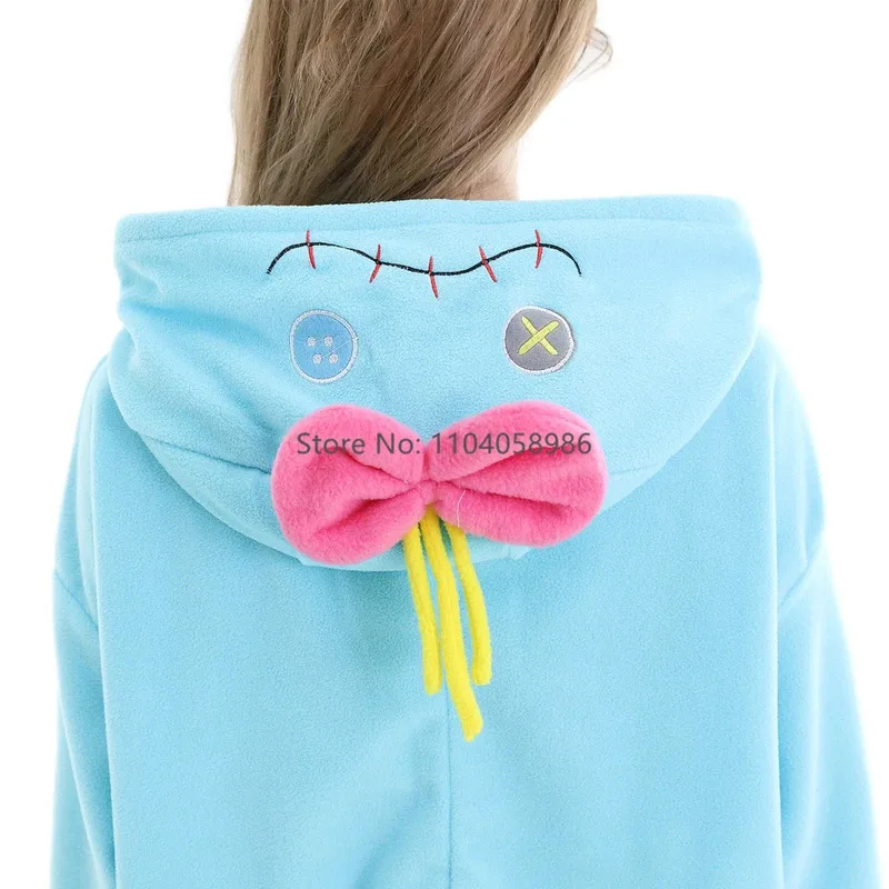 الحيوان Kigurumi زي هالوين نيسيي لطيف الأزرق للنساء الرجال الكبار بيجامة أطفال الكرتون بيجامة تأثيري ملابس منزلية للحفلات