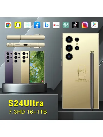 الإصدار العالمي S24Ultra 5G الهاتف الذكي 7.3 بوصة 16 جيجابايت رام + 1024 جيجابايت روم سنابدراجون 8 gen2,108MP كاميرا 8000 مللي أمبير بطارية هاتف أندرويد