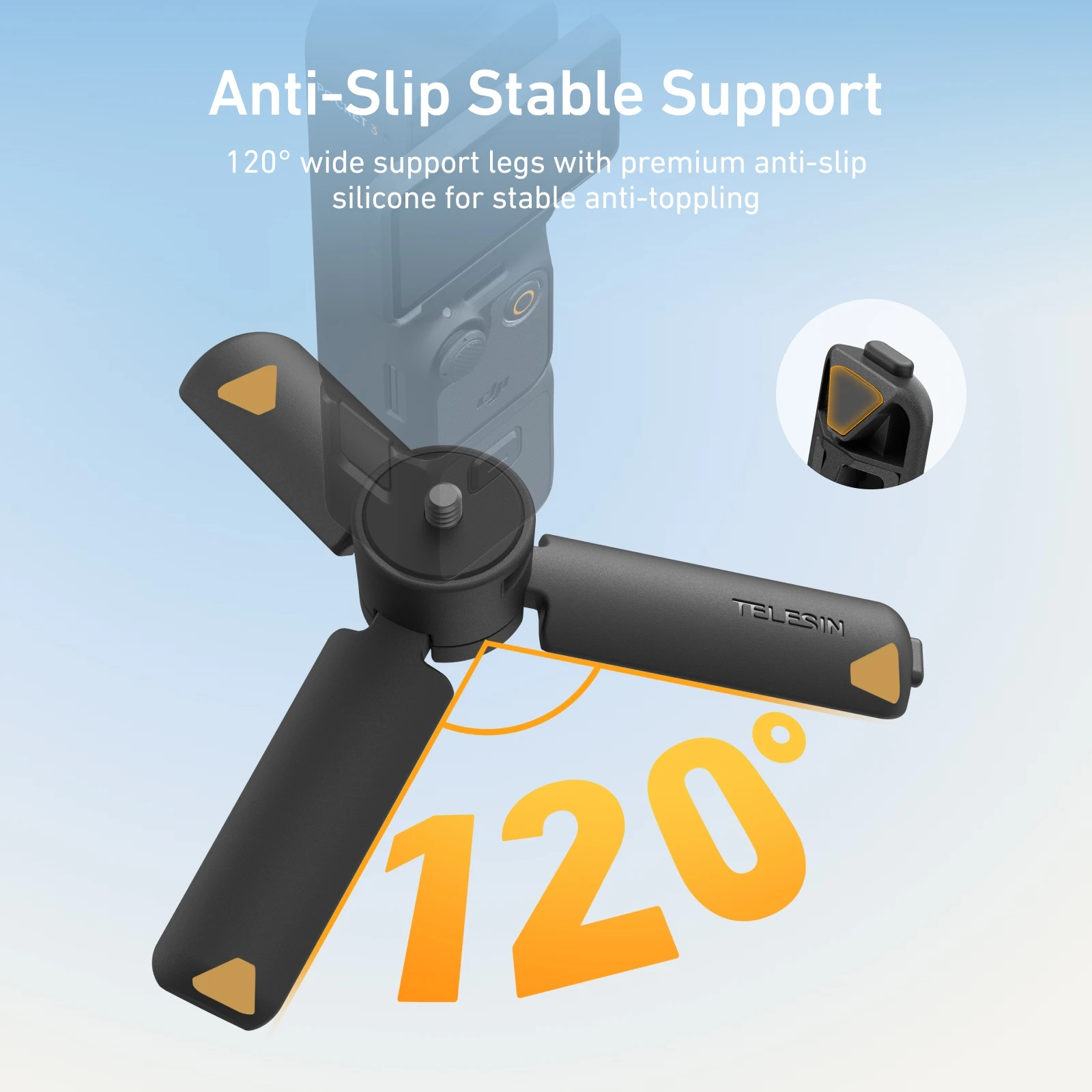 TELESIN Mini Quick Release Universal Tripod Hand grip for GoPro Insta360 DJI Osmo Action Camera With 1/4 Screw Adatper 썸네일 5