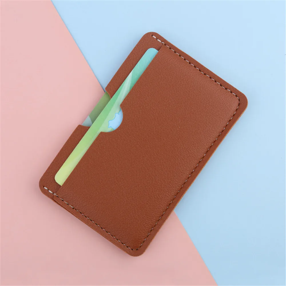 Mini tarjetero de cuero PU, monedero para mujer y hombre, funda para tarjetas de visita, caja para tarjetas de crédito bancarias, funda para tarjetas delgada con 3 ranuras para tarjetas, gran oferta