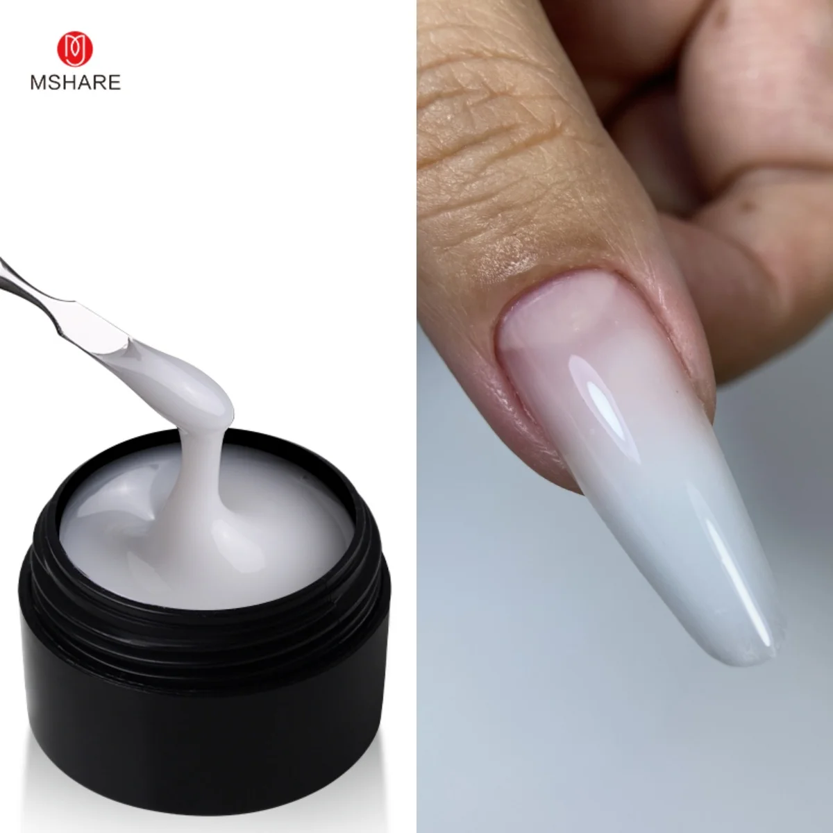 MSHARE Natürliches rosa Builder-Nagelgel, TPO-freies Gel für die Nagelverlängerung, selbstnivellierende Abdeckung, Schatten, UV-LED-Gel, 50 ml