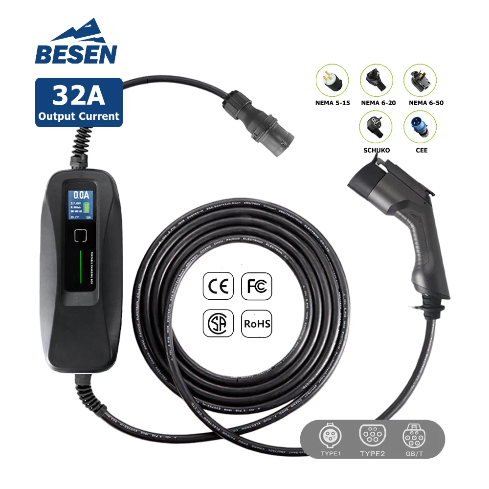 

32A Type1 SAE J1772 Portable EV Charging Box for Nissans LEAF
