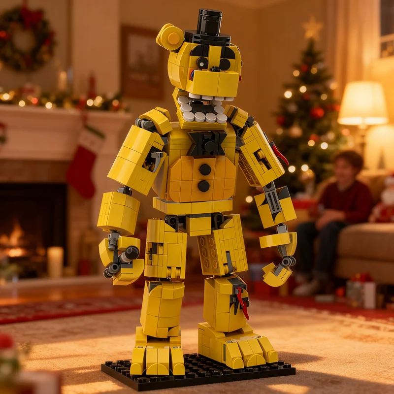 595pcs MOC Games Withered golden Freddy Model Christmas Gift Room Decoration Home Decor Collectible Display Interior Ornament