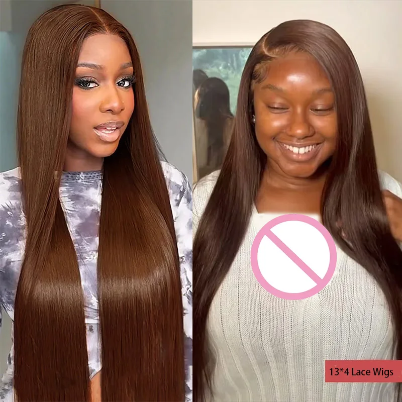 

Синтетический парик с кружевной вставкой 13x4 коричневого цвета для женщин, прямой парик с HD-кружевной вставкой и закрытием из натуральных волос