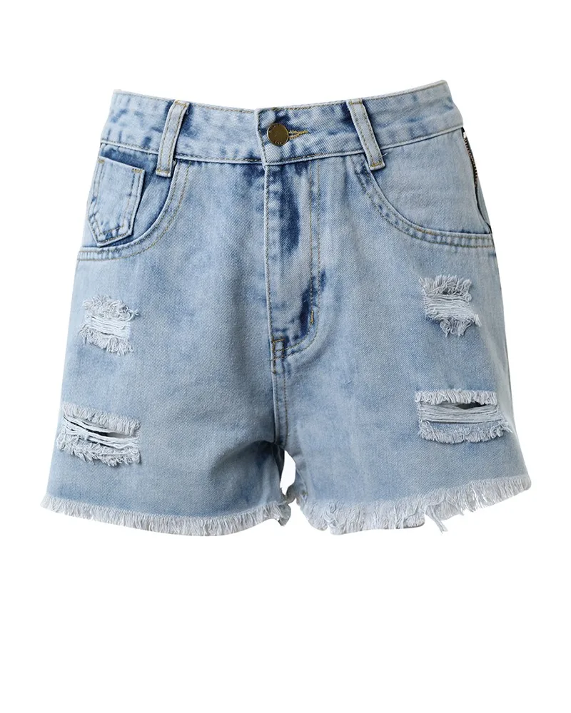 Y2K Cargo Shorts Jeans 2023 Summer Casual Women\'s Fashion High Waist Solid Side Zipper Design Raw Hem Denim Shorts Basic