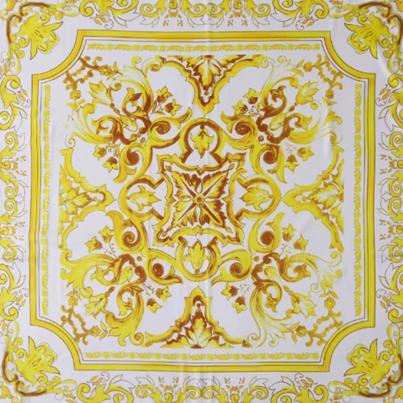 Multi color retro geometric positioning printed silk scarf, fashionable and versatile square headscarf scarf, small shawl