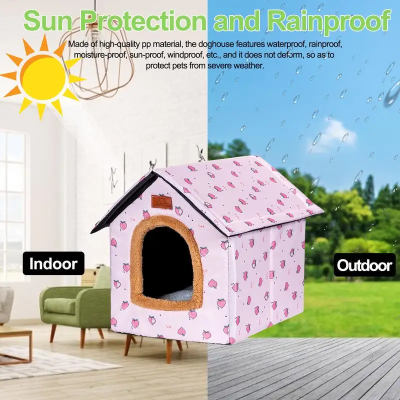 Warm Pet Condo Removable Soft Pet House Cute Foldable Detachable Pet Puppy Indoor Outdoor House Pet Kitten Puppy Sleeping Bed