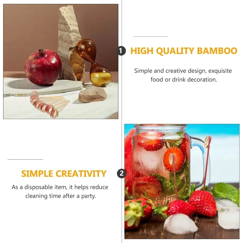 High Quality Natural Bamboo Bamboo Toothpick Disposable Sticks Fruit Forks Decorative Picks Bamboo Knot Skewers Home Party