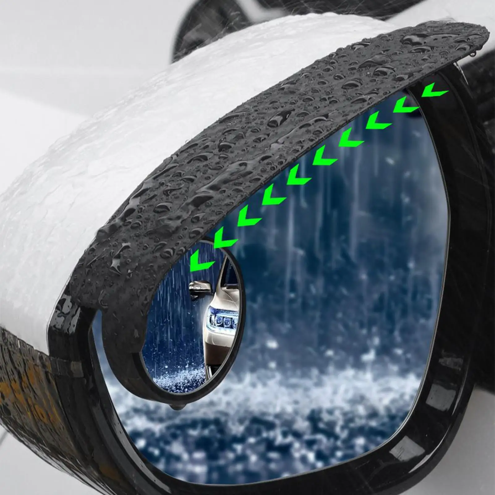 Side Mirror Visor Rain Guards Shield 2 Piece Adjustable Wide Angle Mirror Rain Visor Eyebrow for Truck SUV Vehicles Exterior view 2