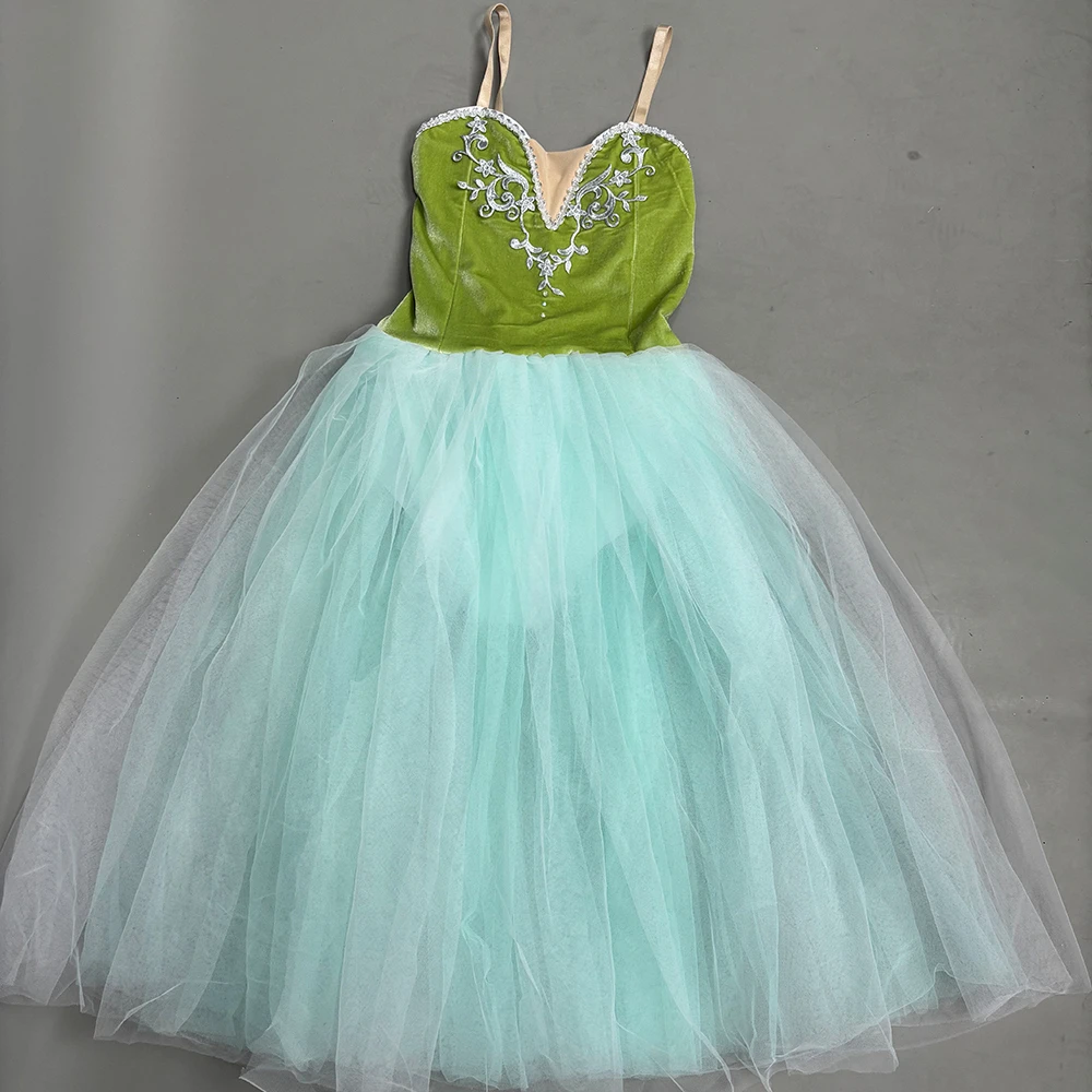 

Girls Romantic Tutus Green Velvet Ballet Dress Children's Performance Ball Gown Kids Professional Ballet Tutu Costume Ballerina