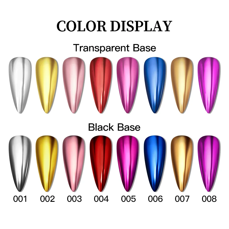 Metallic Gold Silver Mirror Powder Nail Glitter Rose Gold Champagne Silver UV Gel Polish Chrome Dust Manicure DIY Decoration - view 2