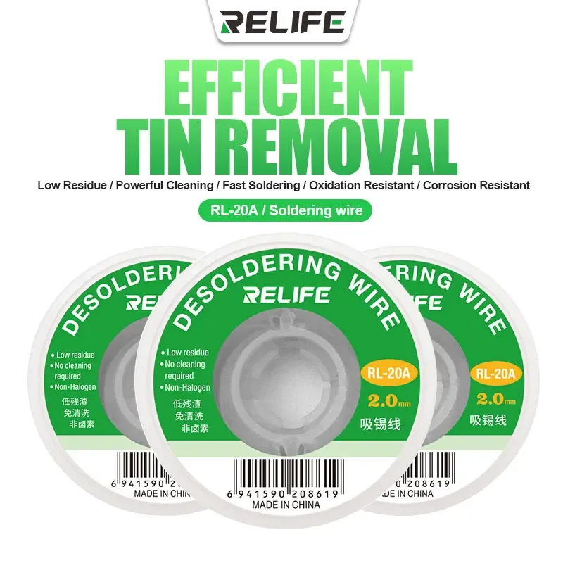 RELIFE RL-20A linea di aspirazione dello stagno efficiente rimozione dello stagno e strumento di riparazione per saldatura rapida a pulizia forte a basso residuo